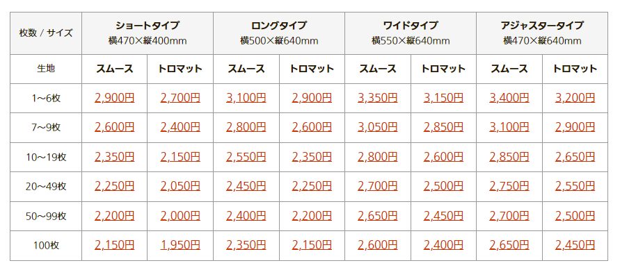 価格表